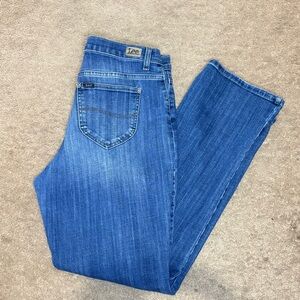 Lees Denim Jeans Mid Rise Straight Leg Relaxed Fit Blue 2010s Normcore Casual
